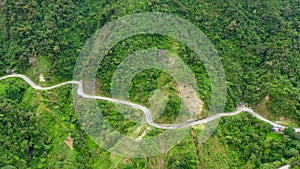 Mountain road, view from above. Cordillera on Luzon Island, Philippines.