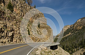 Mountain Roadway in Yellowstone National Park