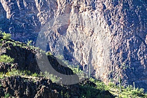 mountain rock formation rocky green desert cliffs sunny landscape nature background