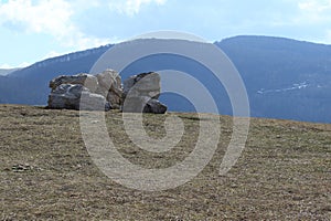 Mountain rock formation springtime