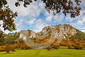 Mountain rocky landscape in autumn morning