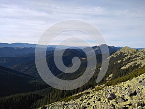 Mountain route to Mount Sinyak from Bukovel Gorgany, Ukrainian Carpathians.