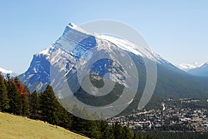 Mountain rundle and banff town photo