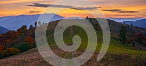 Mountain rural landscape at dusk