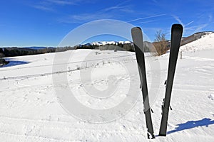 Mountain's ski on mountain background