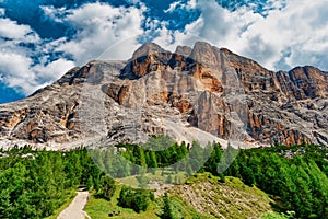 Mountain Sasso di Santa Croce translated Stone of Saint Cross in the Dolomites Italy