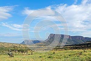 Mountain and savannah landscape, Marakele National Park, South Africa