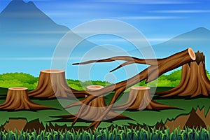 Mountain scene with deforestation view illustration