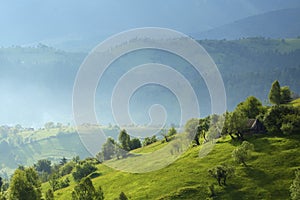 Mountain scenery at daybreak