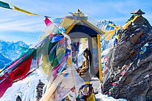 Mountain scenery with prayer flags - Nepal