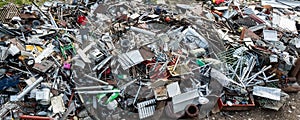 Mountain of scrap metal - predominantly ferrous metals