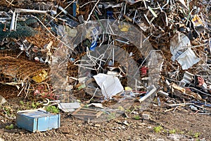 Mountain of scrap metal on a scrap yard