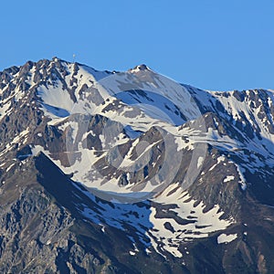 Mountain seen from Obermutten, Canton of Grisons. Parpaner Rothorn.