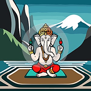 Mountain Serenity: Ganesha's Meditative Power