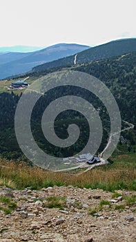 Mountain shelters Samotnia and Strzecha Akademicka in Sudetes.