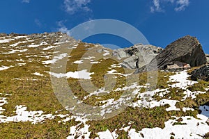 Mountain side on Kaiser Franz Josef glacier. Grossglockner, Austrian Alps.