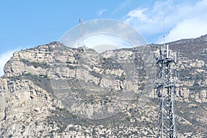 Mountain and signal tower