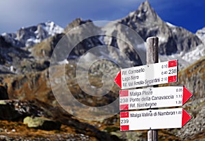 Mountain signs in Adamello - Presanella Alpine Group