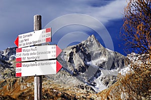 Mountain signs in Adamello - Presanella Alpine Group