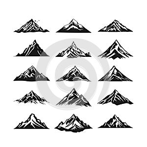 Mountain silhouette clip art Set
