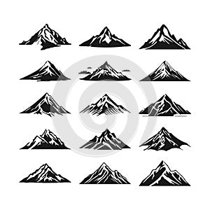 Mountain silhouette clip art Set