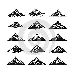 Mountain silhouette clip art Set