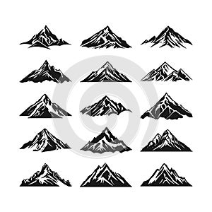 Mountain silhouette clip art Set