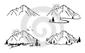 Mountain Silhouette Clipart Collection set / Eps