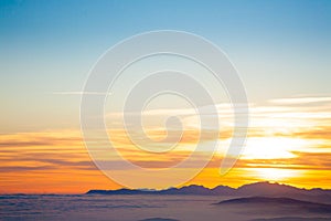 Mountain silhouette at sundown