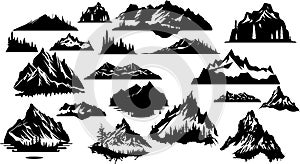 Mountain silhouette - vector icon.Mountains ranges