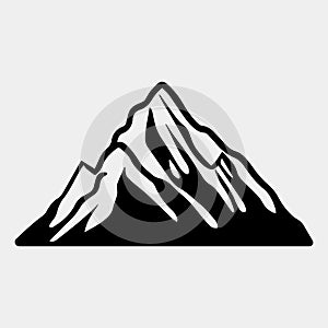 Mountain silhouette - vector icon. Rocky peaks. Mountains ranges. Black and white mountain icon