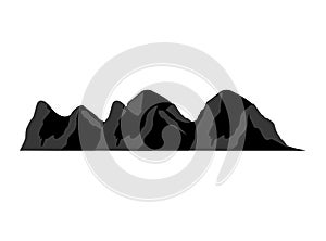 Mountain silhouettes overlook. Vector rocky hills terrain vector, mountains silhouette set isolated on white background