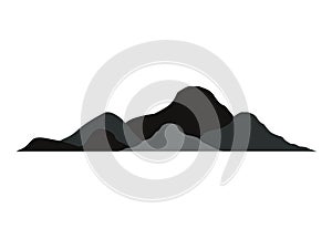 Mountain silhouettes overlook. Vector rocky hills terrain vector, mountains silhouette set isolated on white background