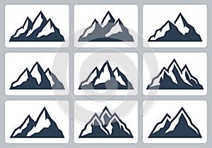 Mountain silhouettes, mountain range icons