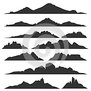 Mountain silhouettes set