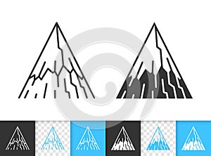 Mountain simple black line climbing vector icon