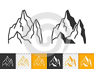 Mountain simple black line climbing vector icon