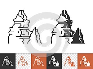 Mountain simple black line peak mount vector icon