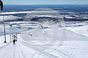 Mountain ski slope in the mountains of Khibiny