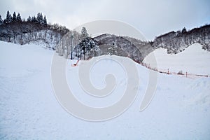 Mountain skiing and snowboarding in Gala Yazawa Snow Resort, Niigata, Japan