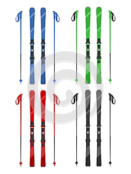 Mountain skis and poles set photo