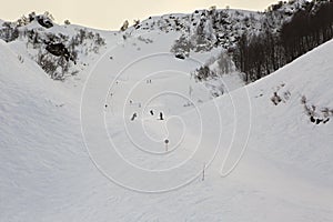 Mountain skitrack on the slope of Caucasus