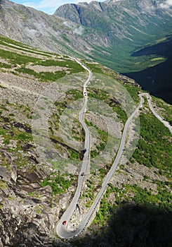 Mountain slope with serpentine road. Trollstigen.