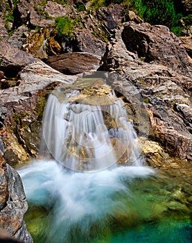 Mountain small waterfall