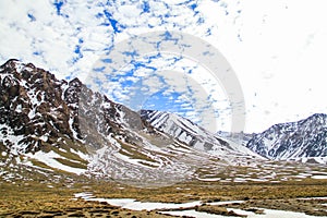 Mountain with snow in the desert of argentina