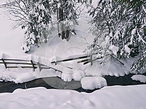 Mountain snowfall landskape