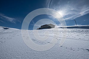 Mountain Station of Campocatino in winter,Lazio, Italy