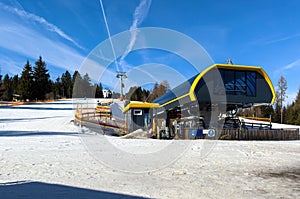 Mountain station Rangger Koepfl in Alpine ski resort Oberperfuss , Tirol, Austria