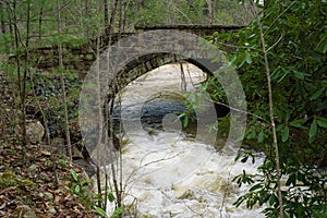 Mountain Stone Bridge and Steam in Goshen Pass