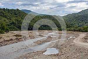 Mountain stonebed of river